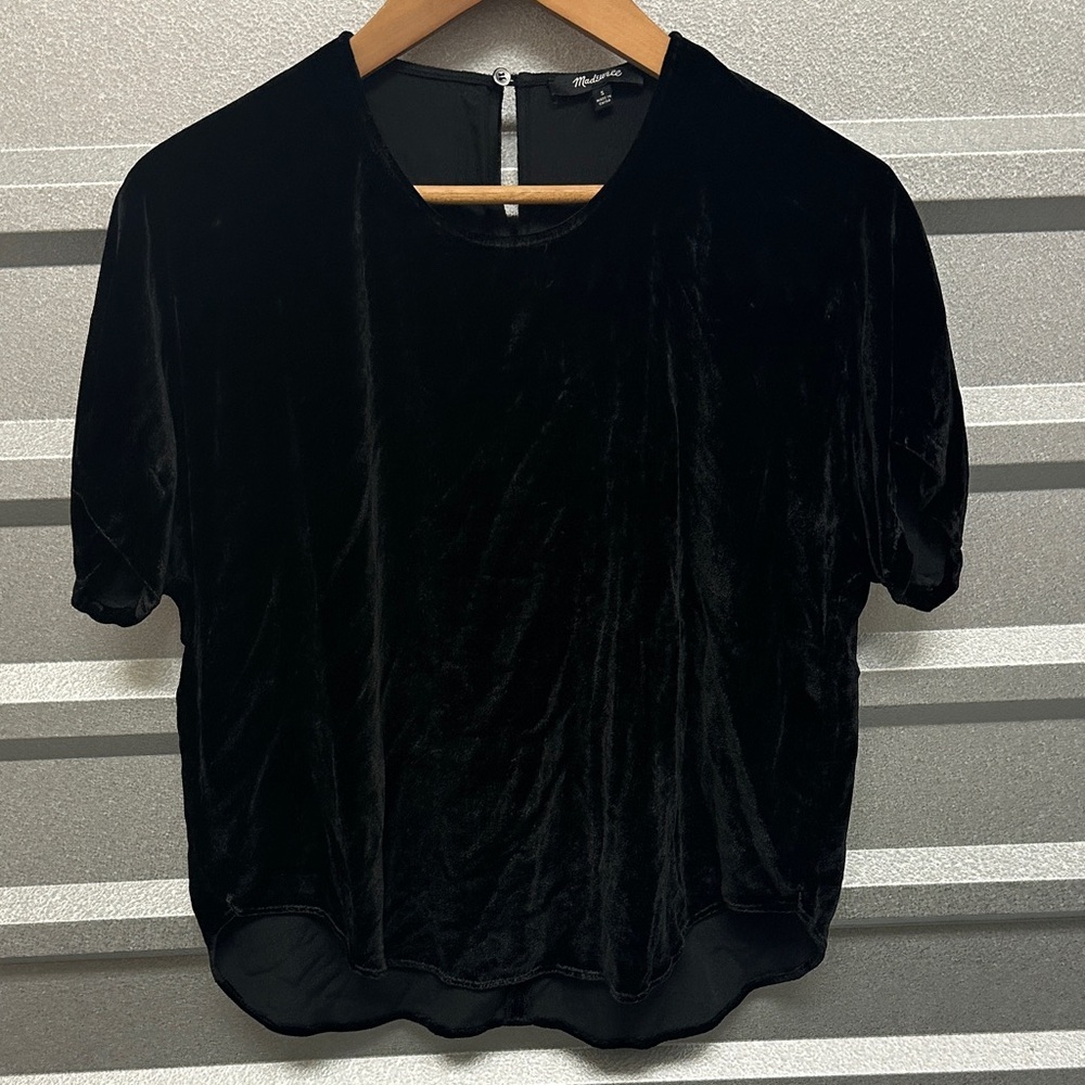 Madewell Women’s SILK Velvet Top SS Small Office Whimsigoth Grunge Evening - Picture 3 of 9